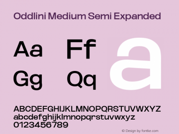 Oddlini Medium Semi Expanded Version 1.002 Font Sample