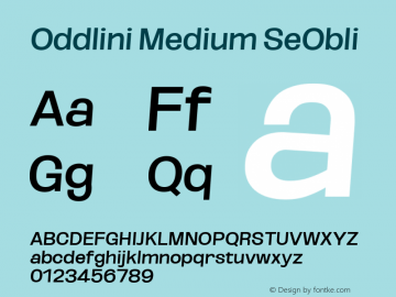 Oddlini Medium SeObli Version 1.002 Font Sample