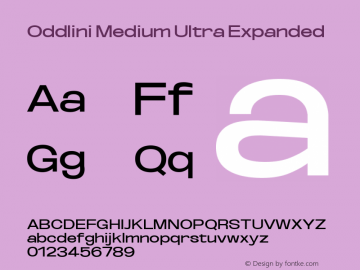 Oddlini Medium Ultra Expanded Version 1.002 Font Sample