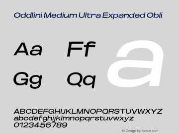 Oddlini Med UltExp Obli Version 1.002 Font Sample