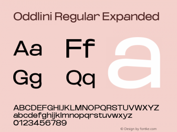 Oddlini Regular Expanded Version 1.002 Font Sample