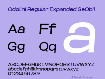 Oddlini Regular Expanded SeObli Version 1.002 Font Sample