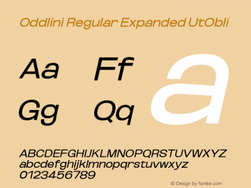 Oddlini Regular Expanded UtObli Version 1.002 Font Sample