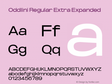 Oddlini Regular Extra Expanded Version 1.002 Font Sample