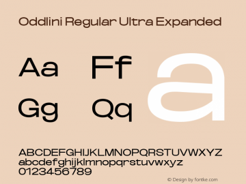 Oddlini Regular Ultra Expanded Version 1.002 Font Sample