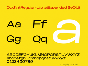 Oddlini Reg UltExp SeObli Version 1.002 Font Sample