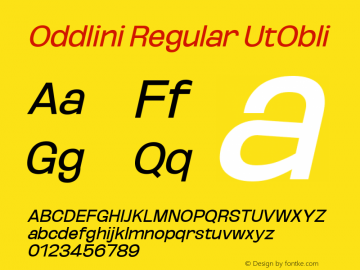 Oddlini Regular UtObli Version 1.002 Font Sample