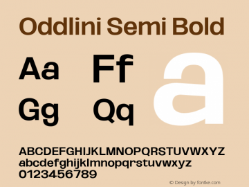 Oddlini Semi Bold Version 1.002 Font Sample