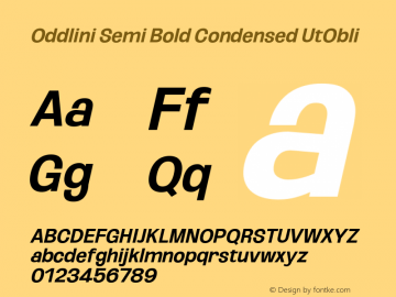 Oddlini SemBd Cond UtObli Version 1.002 Font Sample