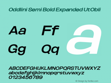Oddlini SemBd Exp UtObli Version 1.002 Font Sample