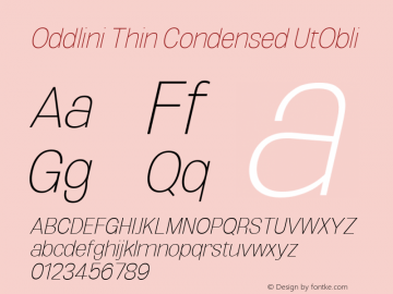 Oddlini Thin Condensed UtObli Version 1.002 Font Sample