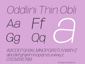 Oddlini Thin Obli Version 1.002 Font Sample