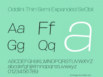 Oddlini Thin SemExp SeObli Version 1.002 Font Sample