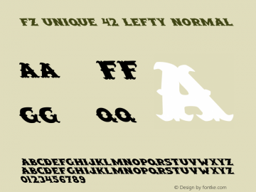 FZ UNIQUE 42 LEFTY Normal 1.000 Font Sample