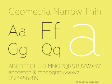 Geometria-NarrowThin Version 1.000 Font Sample