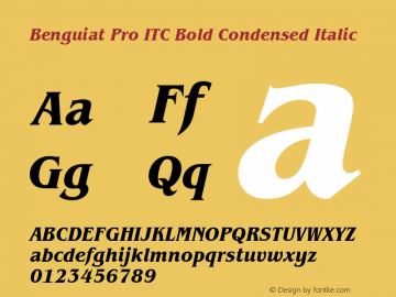 BenguiatProITC-BoldCondItalic Version 1.00 Font Sample