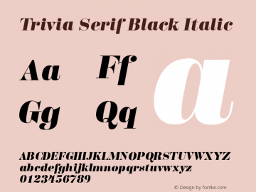 TriviaSerif-BlackItalic Version 1.000 2014 initial release图片样张