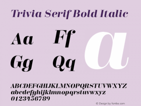 TriviaSerif-BoldItalic Version 1.000 2014 initial release Font Sample