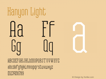 Kanyon Light Version 1.000 Font Sample
