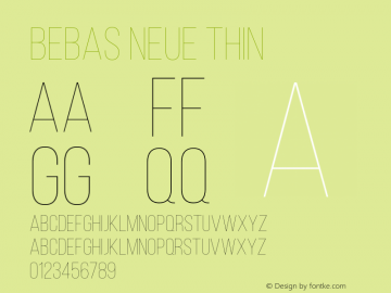 BebasNeue-Thin Version 1.003;PS 001.003;hotconv 1.0.70;makeotf.lib2.5.58329 Font Sample