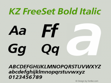 KZ FreeSet Bold Italic TTF 3.0;PS 003.000;Core 1.0.5图片样张