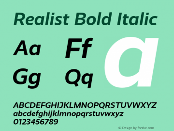 Realist Bold Italic Version 1.000图片样张