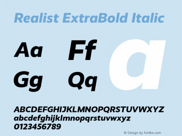 Realist ExtraBold Italic Version 1.000图片样张