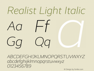 Realist Light Italic Version 1.000图片样张