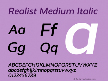 Realist Medium Italic Version 1.000图片样张