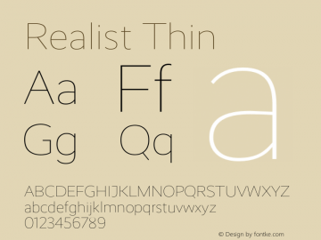 Realist Thin Version 1.000 Font Sample