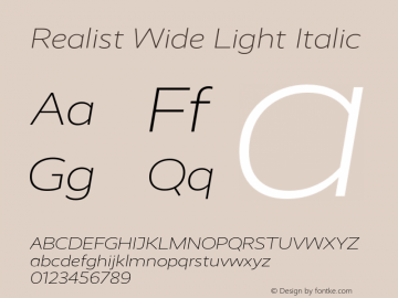 Realist Wide Light Italic Version 1.100图片样张