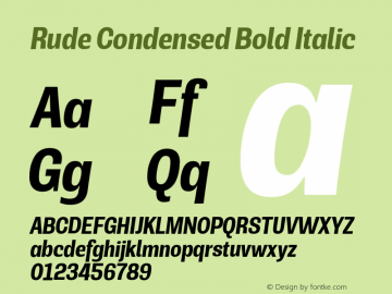 Rude Condensed Bold Italic Version 1.000图片样张