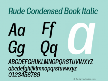 Rude Condensed Book Italic Version 1.000图片样张