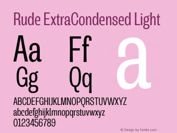 Rude ExtraCondensed Light Version 1.000图片样张