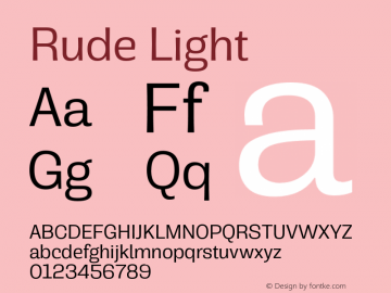Rude-Light Version 1.000 Font Sample