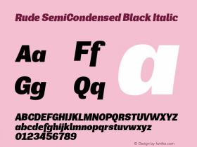Rude SemiCondensed Black Italic Version 1.000图片样张