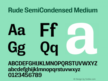 Rude SemiCondensed Medium Version 1.000 Font Sample