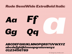 Rude SemiWide ExtraBold Italic Version 1.000图片样张