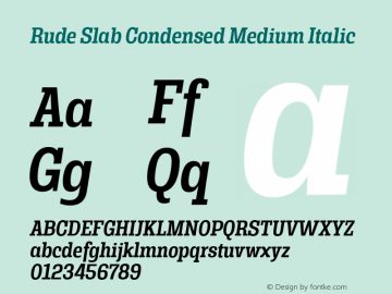 Rude Slab Condensed Medium Italic Version 1.000图片样张
