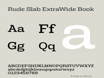 Rude Slab ExtraWide Book Version 1.000 Font Sample