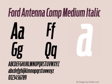 Ford Antenna Comp Medium Italic Version 1.0 Font Sample