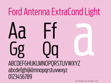 Ford Antenna ExtraCond Light Version 1.0 Font Sample