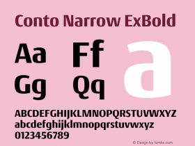 Conto Narrow ExBold Regular Version 1.001;PS 1.1;hotconv 1.0.88;makeotf.lib2.5.647800 Font Sample