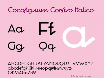CocosignumCorsivoItalico-Regular Version 2.001 Font Sample