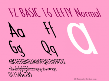 FZ BASIC 16 LEFTY Normal 1.000 Font Sample