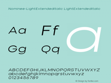 Nominee Light Extended Italic Version 1.000图片样张
