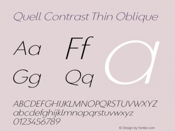 QuellContrast-ThinOblique Version 1.0 | wf-rip DC20180710图片样张