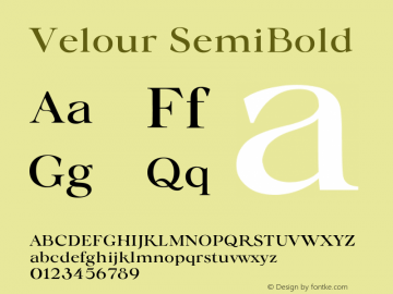 Velour Semi Bold Version 1.000 Font Sample