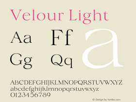 Velour Light Version 1.000 Font Sample