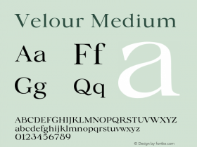 Velour Medium Version 1.000 Font Sample